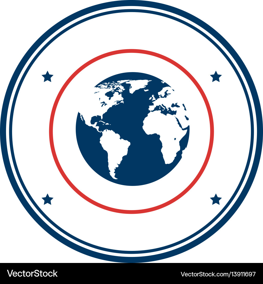 Monochrome circular frame with map world Vector Image