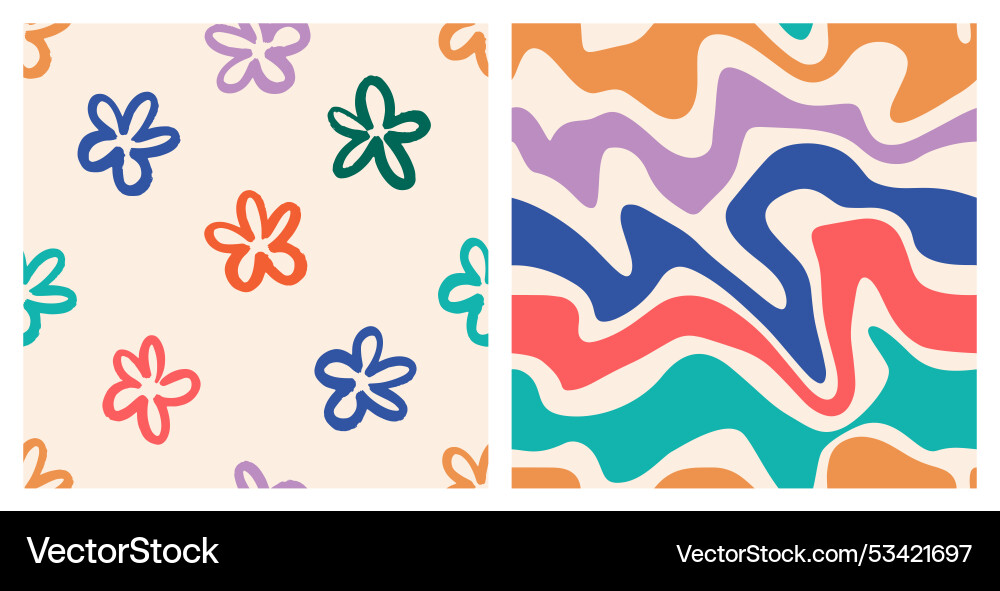 Naive playful seamless pattern set Naive playful seamless pattern set vector image