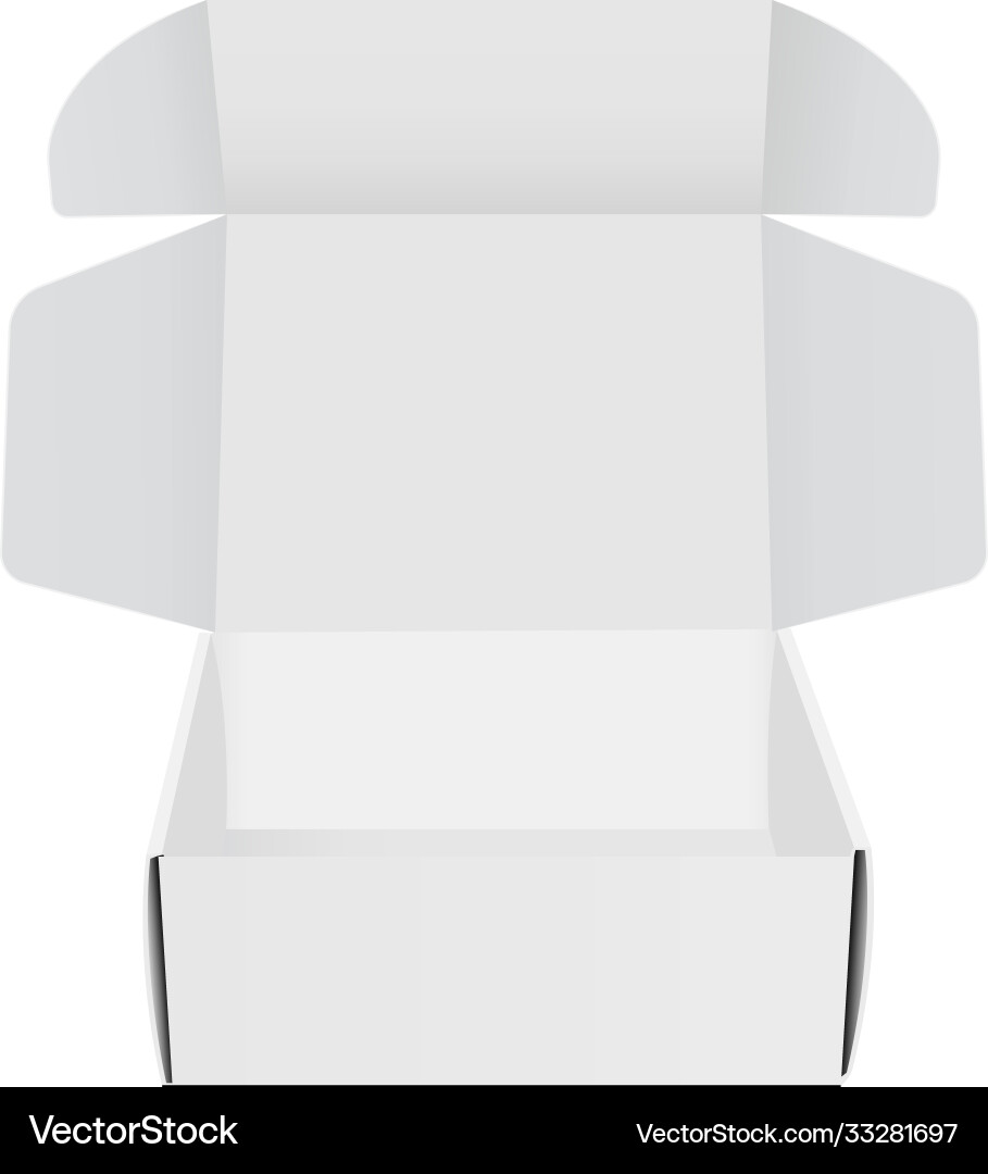 Paper square box with opened lid isolated vector image