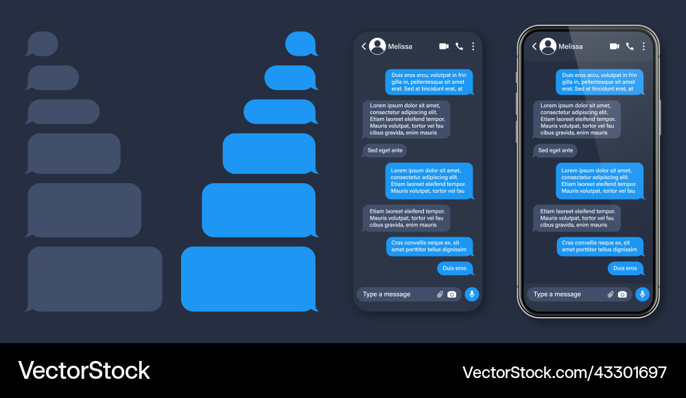 Realistic smartphone with messaging app sms text vector image