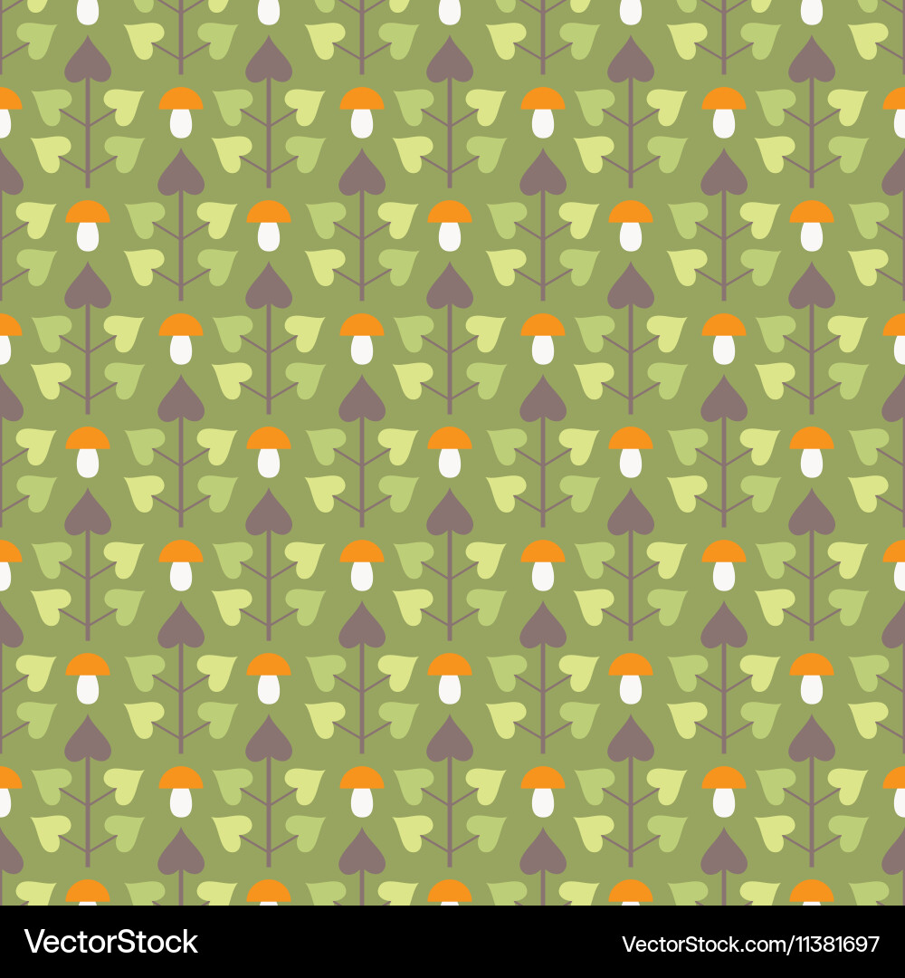 Seamless pattern with abstract trees and mushrooms Seamless pattern with abstract trees and mushrooms vector image