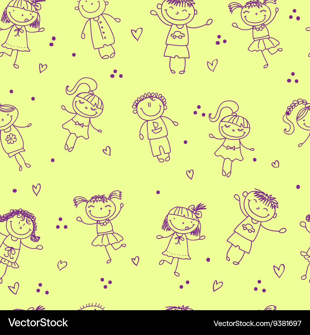Seamless pattern with the image of children vector image