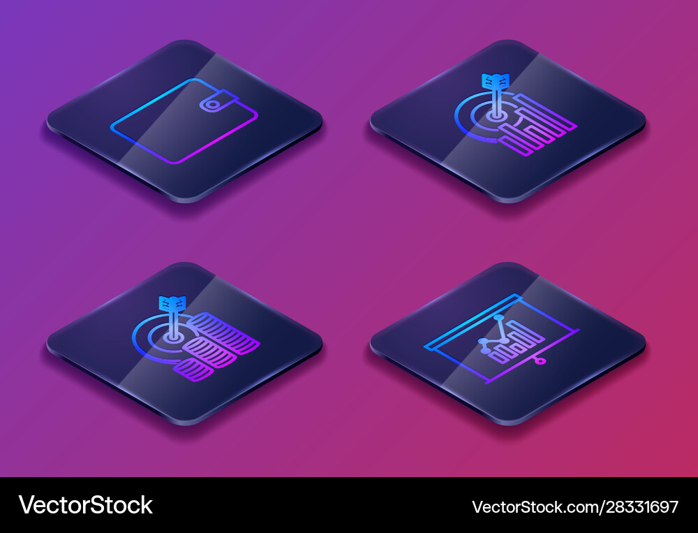 Set isometric line wallet target with coin symbol Set isometric line wallet target with coin symbol vector image