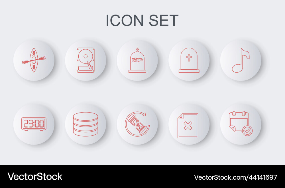 Set line calendar with check mark digital alarm vector image