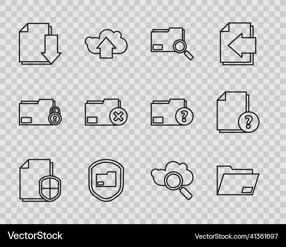 Set line document protection concept folder Set line document protection concept folder vector image