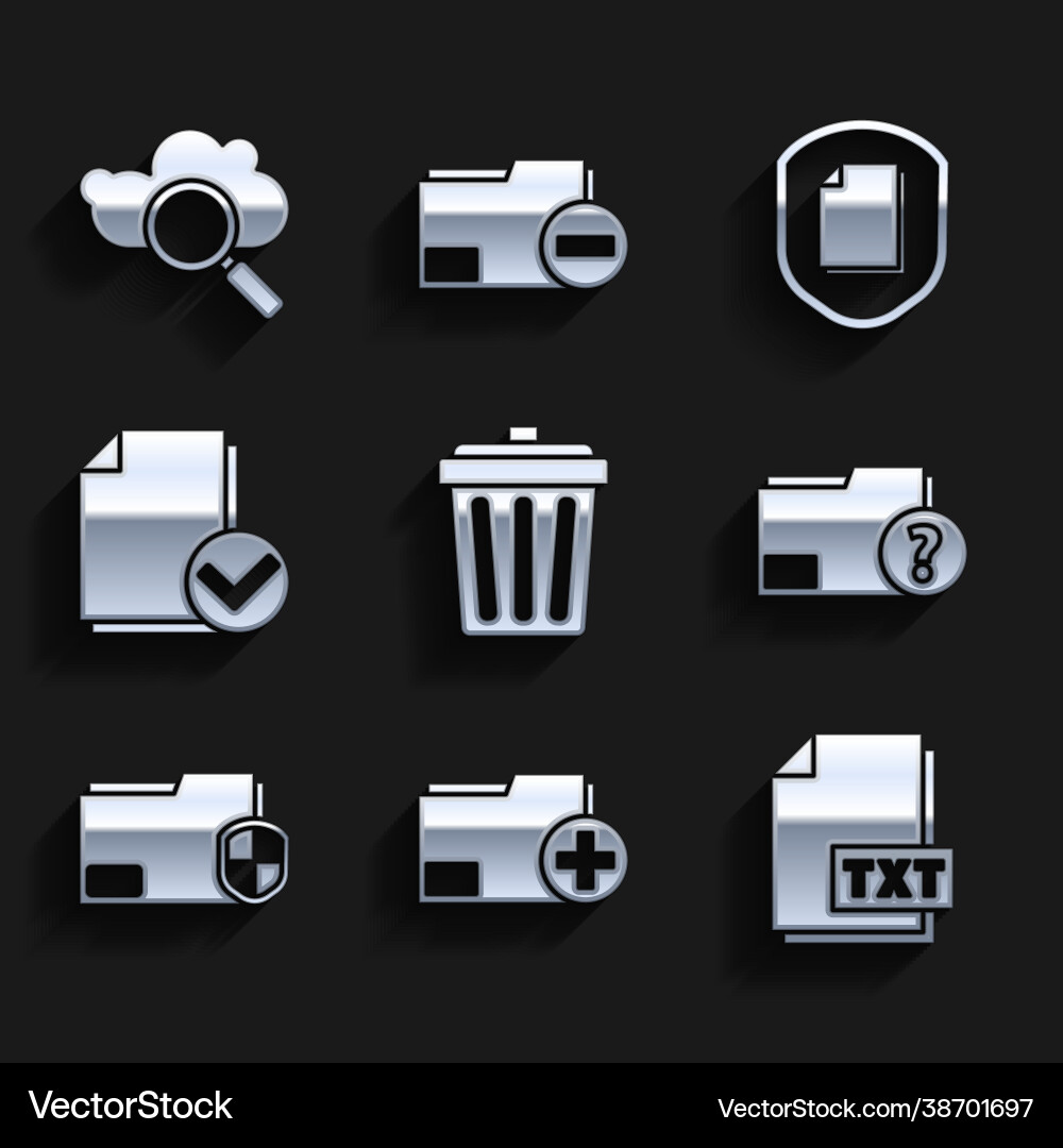 Set trash can add new folder txt file document Set trash can add new folder txt file document vector image