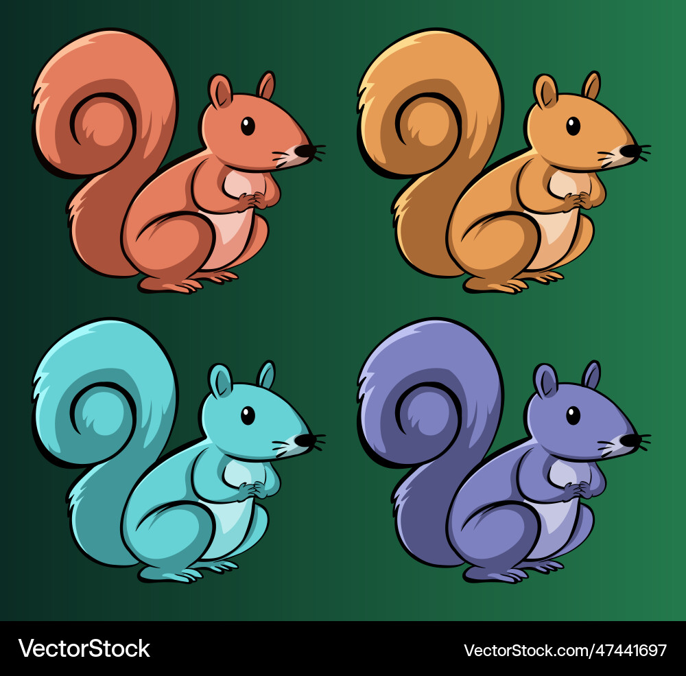Squirrels in different colors Squirrels in different colors vector image