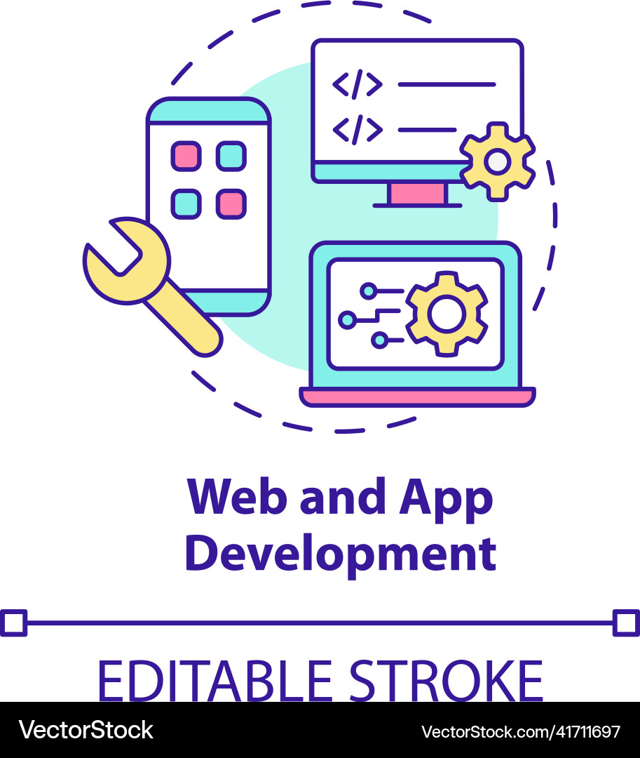 Web and app development concept icon Web and app development concept icon vector image