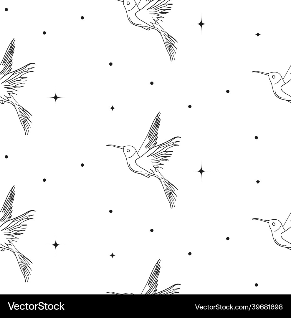 Abstract background seamless pattern bird and star vector image