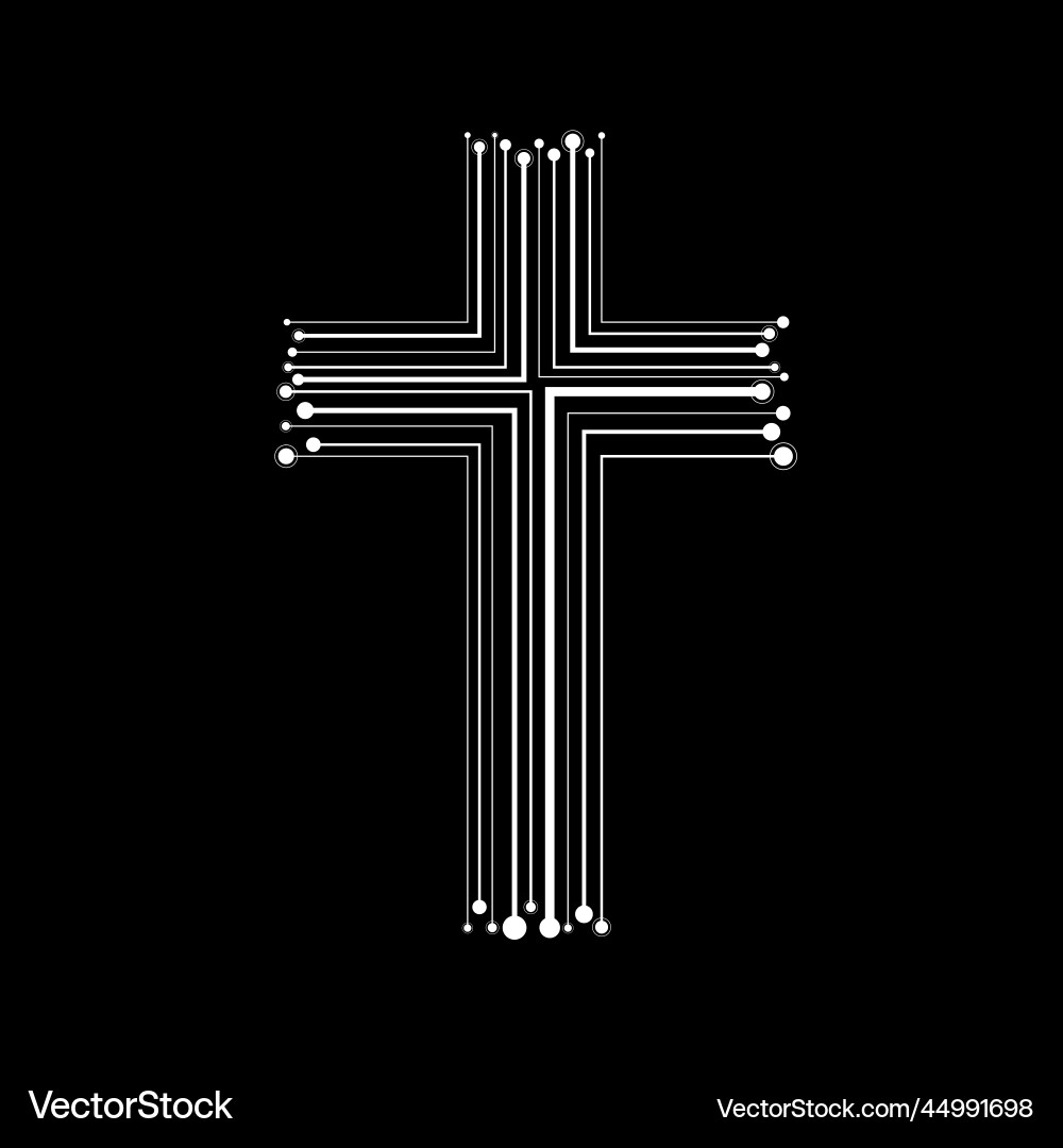 Abstract electronic circuit board in shape cross Vector Image