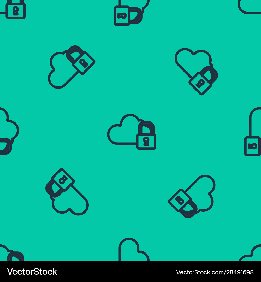 Blue line cloud computing lock icon isolated Blue line cloud computing lock icon isolated vector image