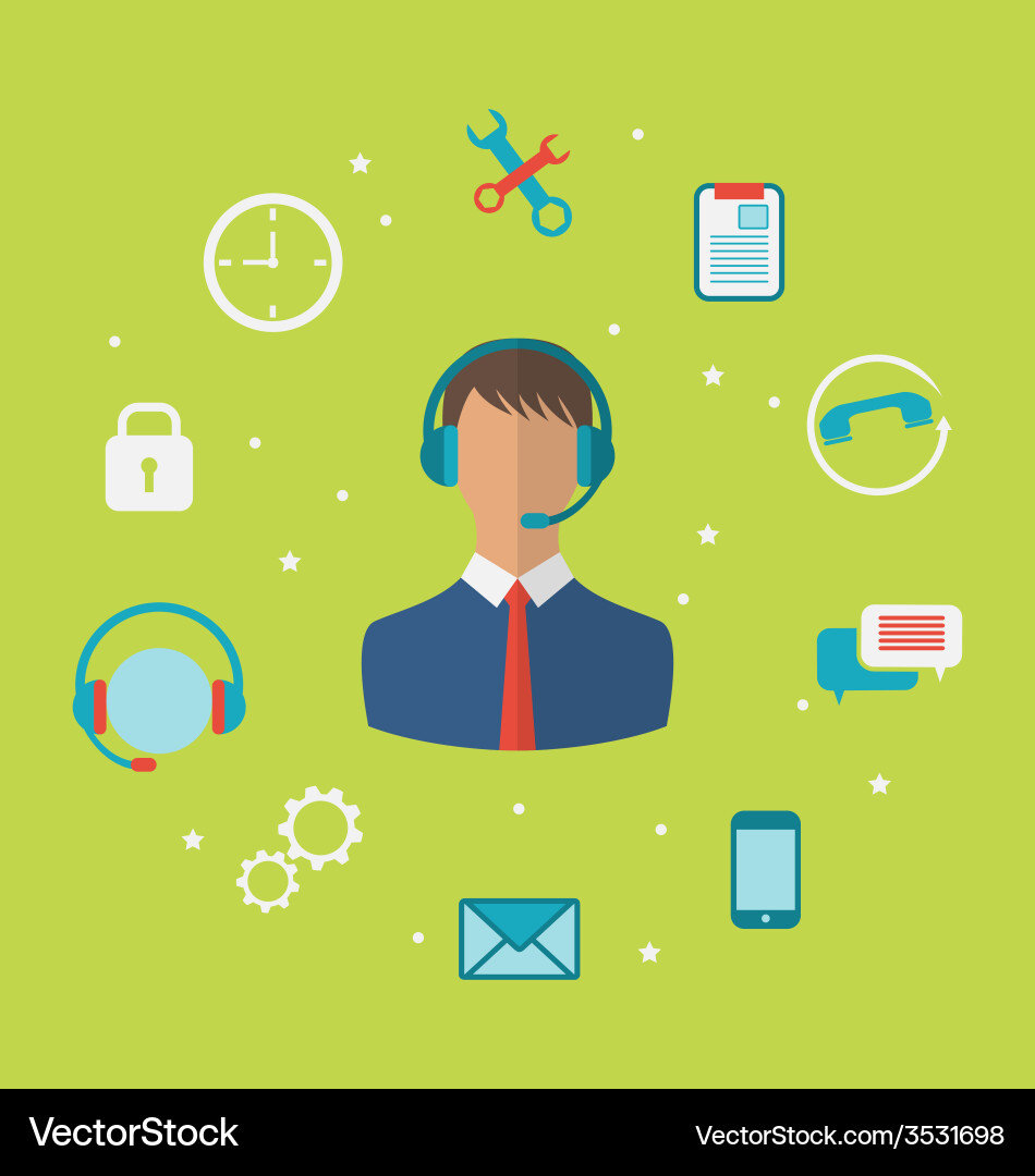 Concept of call center with operator man vector image