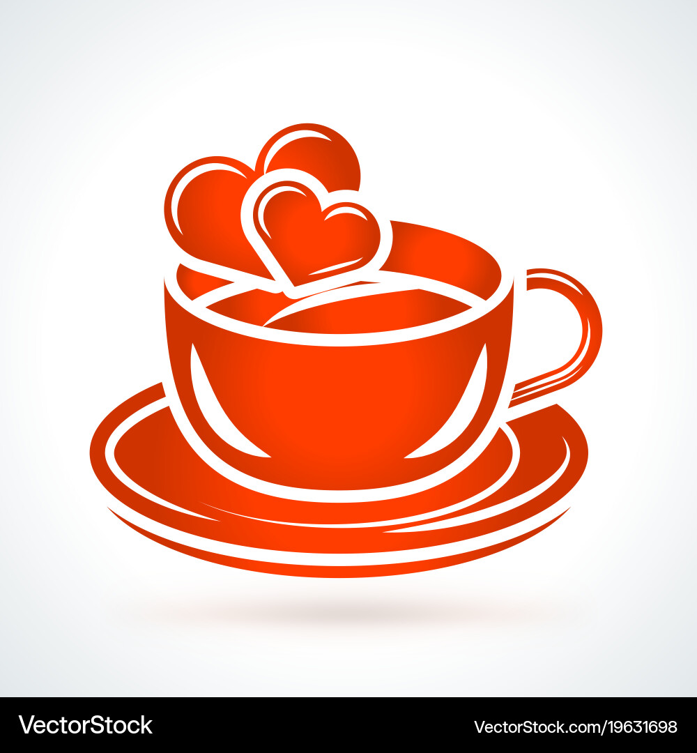 Cup with heart st valentines day design element Vector Image