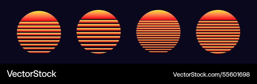 Gradient sunset egg shapes with horizontal lines vector image