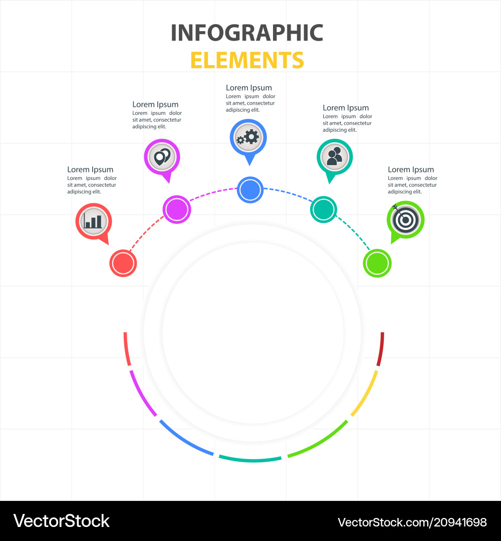 Infographic elements circle template with five opt Infographic elements circle template with five opt vector image