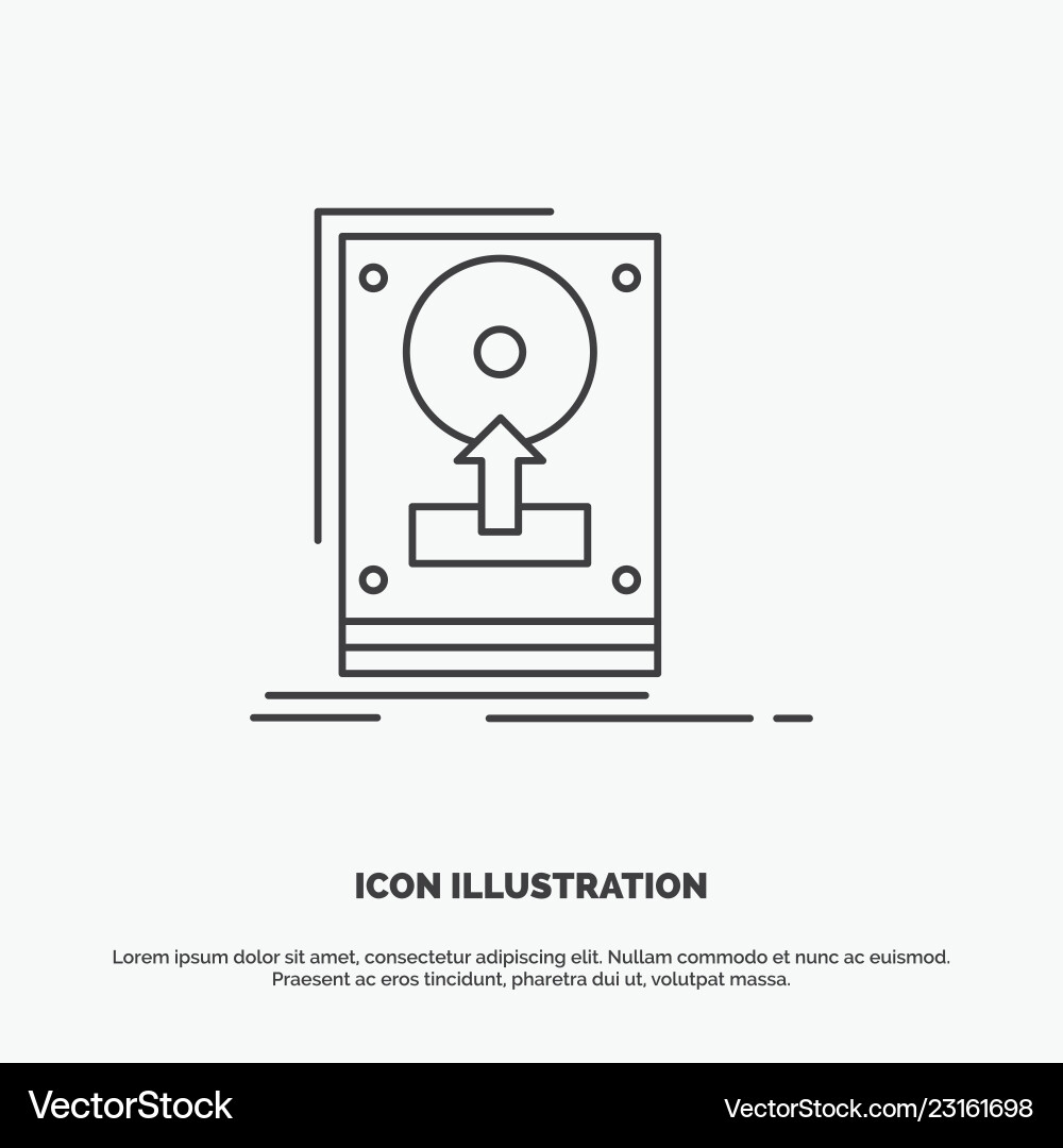 Install drive hdd save upload icon line gray vector image