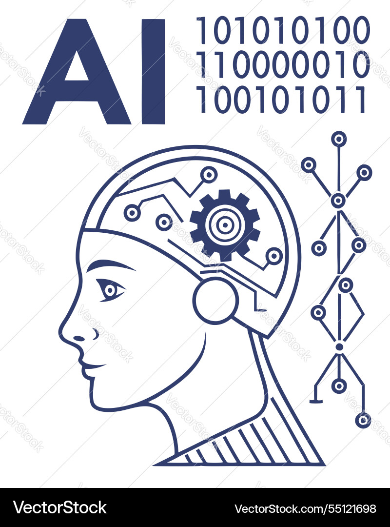 Künstliche Intelligenz Verarbeitung binären Code Künstliche Intelligenz Verarbeitung binären Code vektorbild