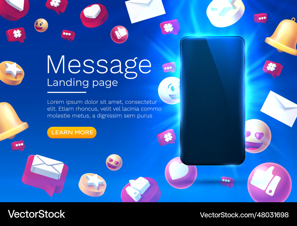 Message with many icons chat for communication Vector Image