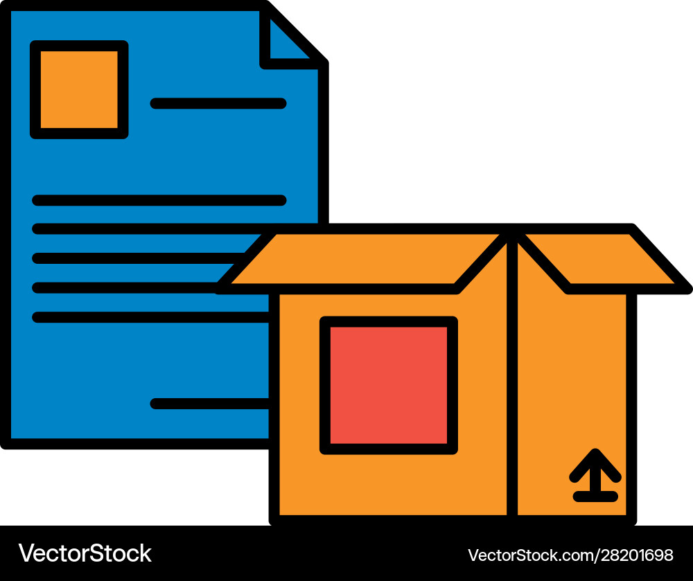 Paper document file with box carton Vector Image