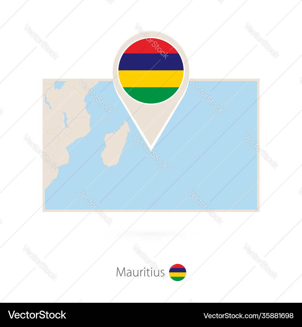 Rectangular map mauritius with pin icon Rectangular map mauritius with pin icon vector image