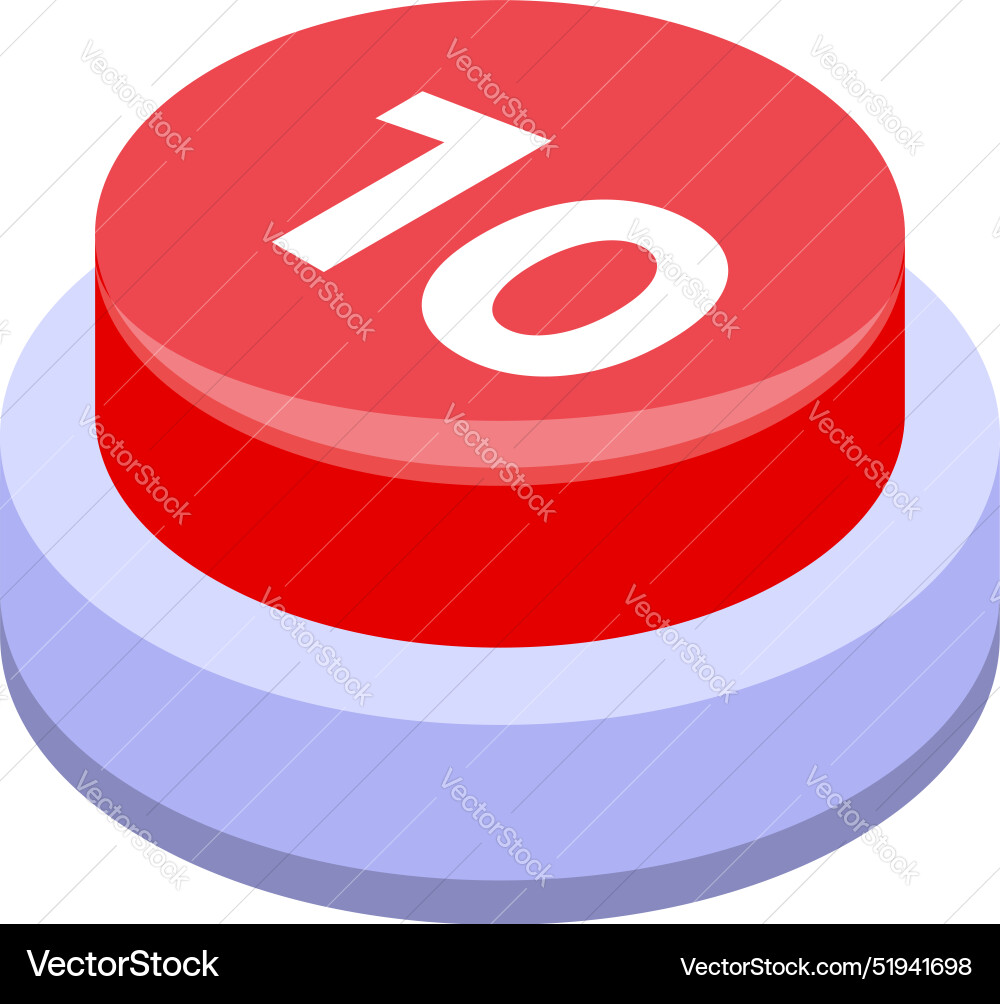 Red button showing number ten concept vector image