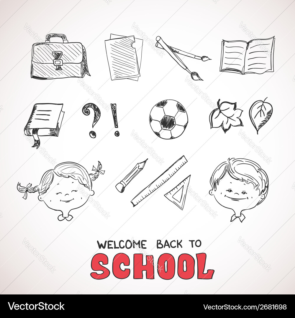 School Objects Sketch vector image