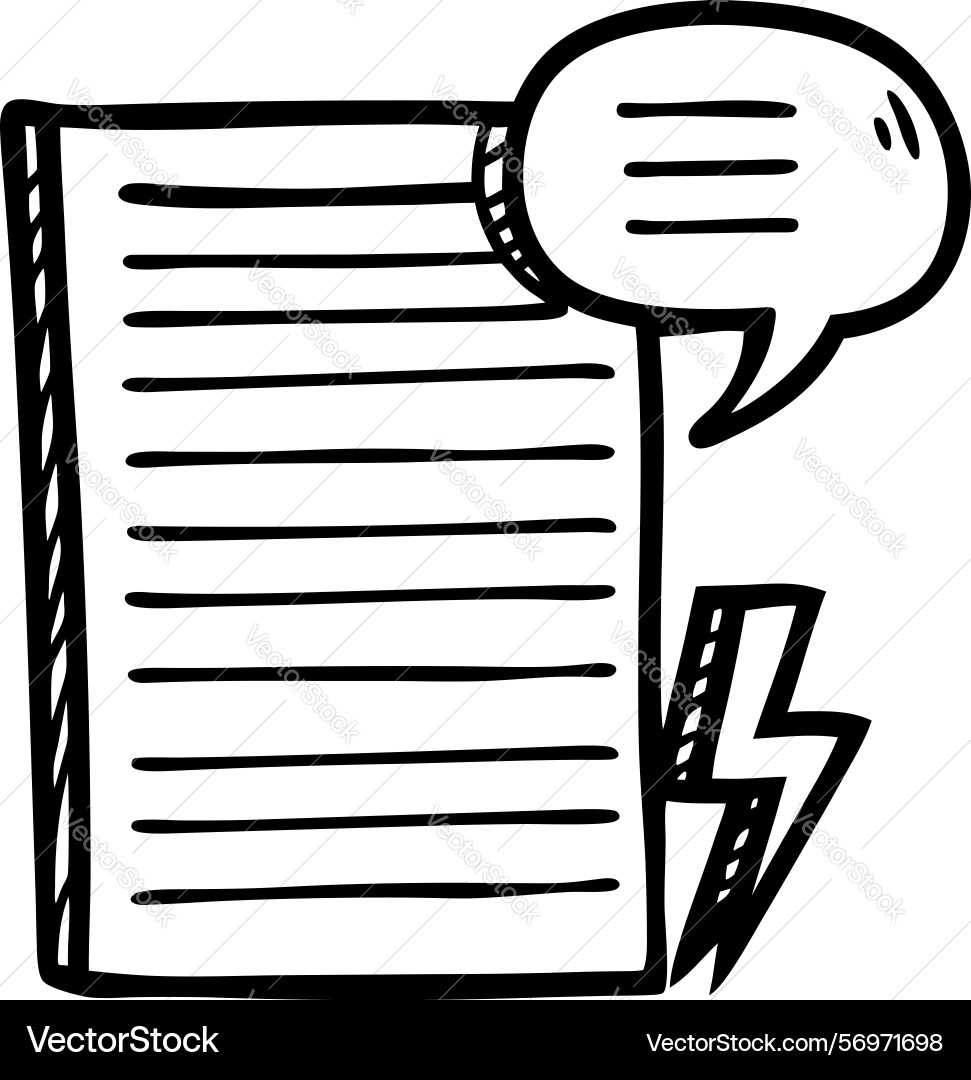 Scribbled document page with speech bubble Scribbled document page with speech bubble Vector Image