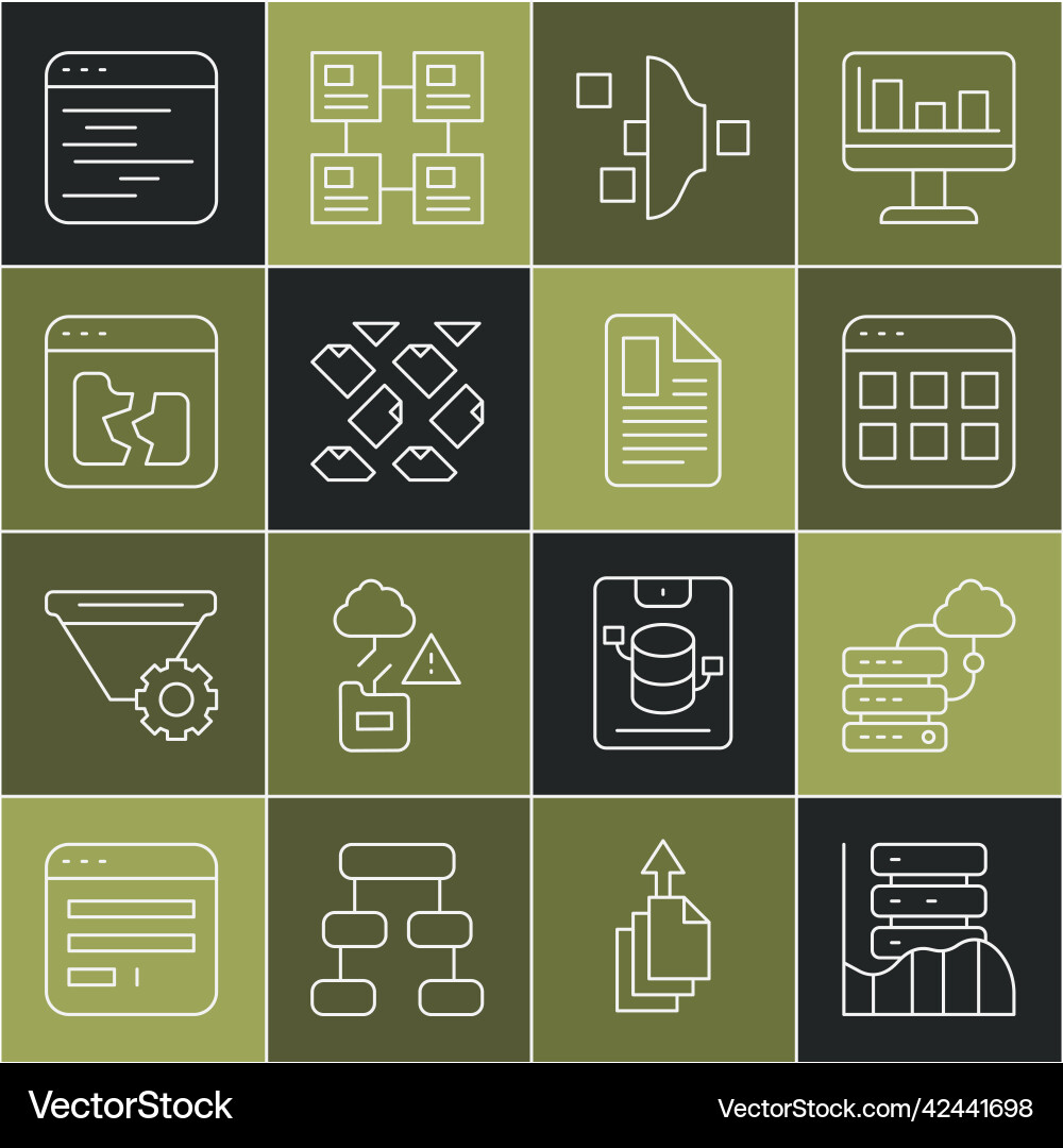 Set line server data web hosting network cloud Set line server data web hosting network cloud vector image