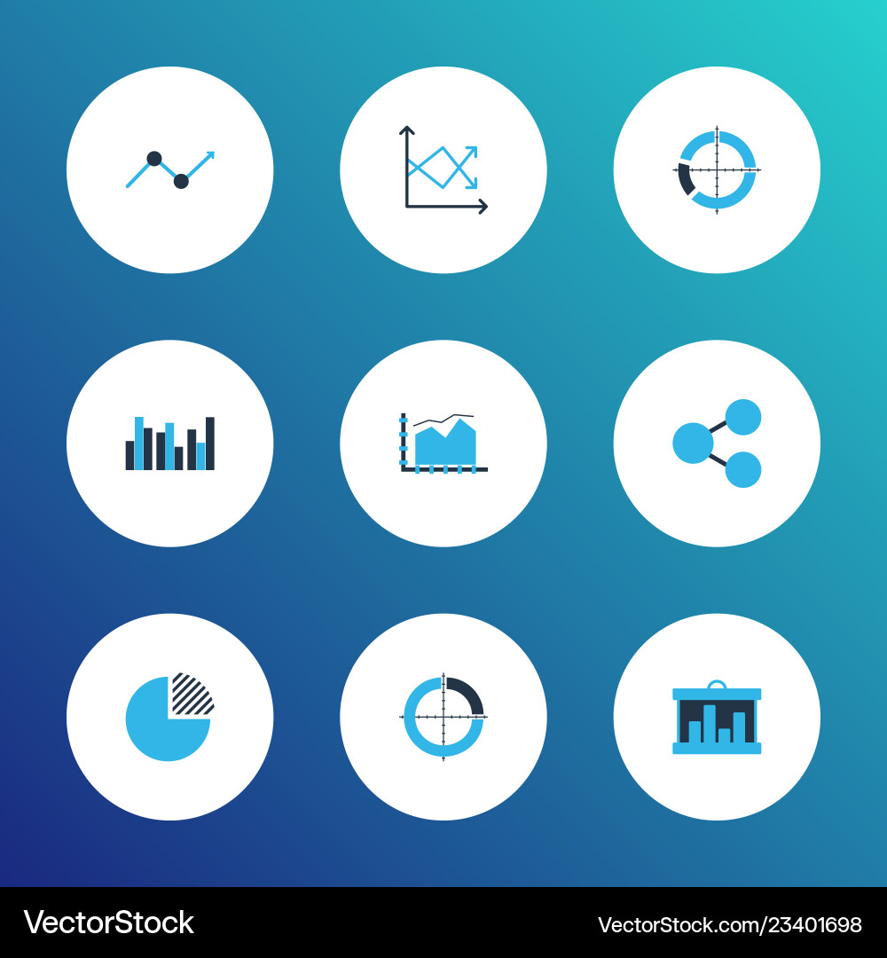 Set of graphs diagrams and statistics icons Set of graphs diagrams and statistics icons vector image
