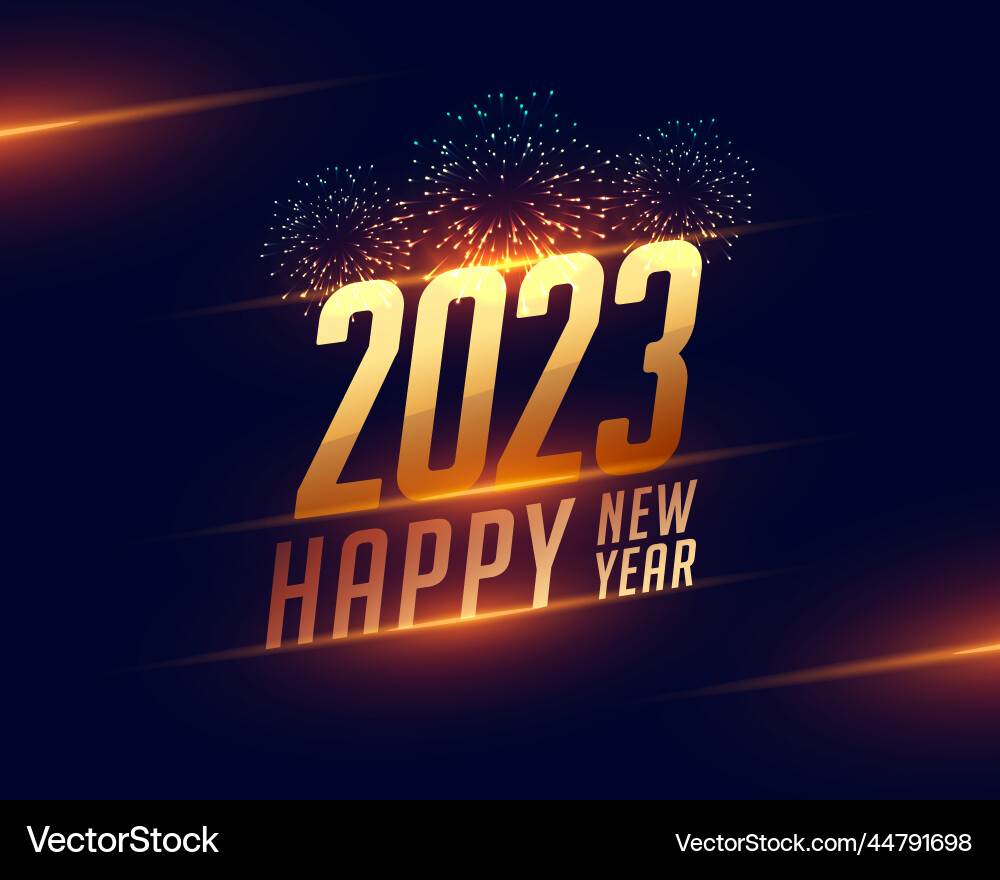 Shiny 2023 new year event card with firework vector image