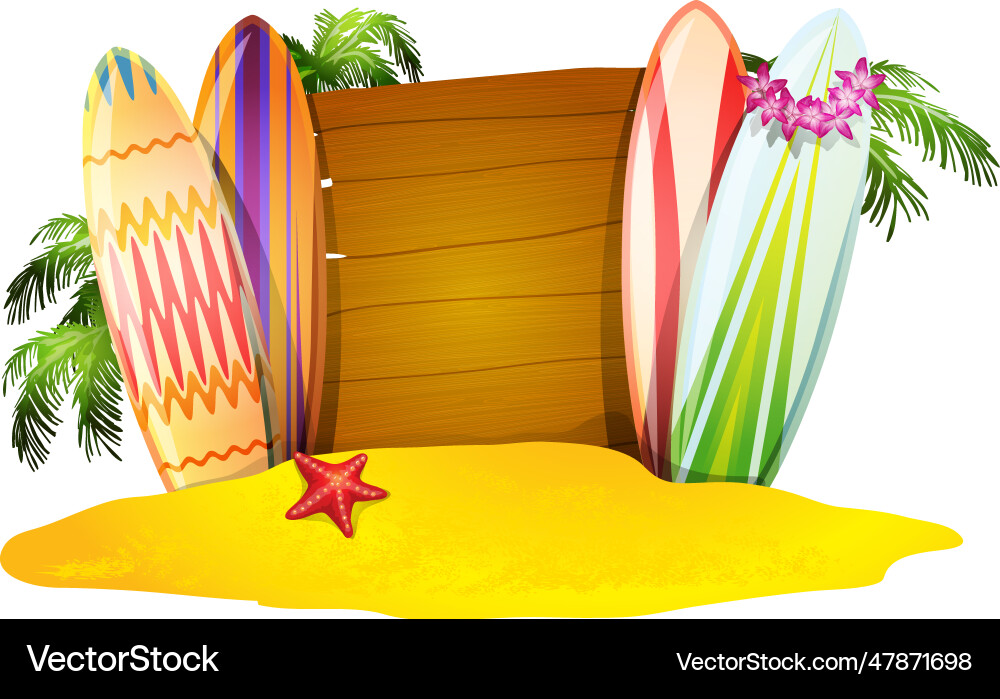 Sommerurlaub poster surfboards starfish Sommerurlaub poster surfboards starfish vektorbild