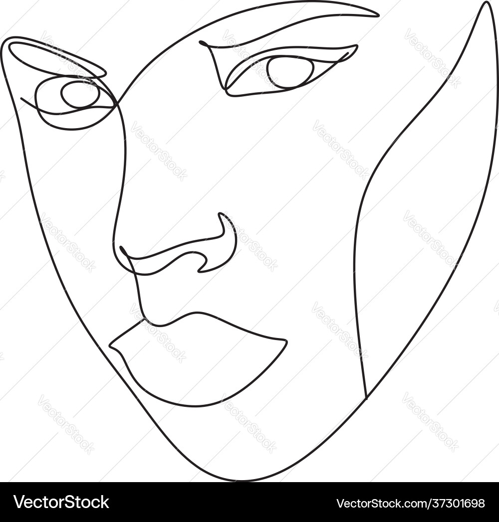 Surreal faces continuous line drawing set Surreal faces continuous line drawing set vector image