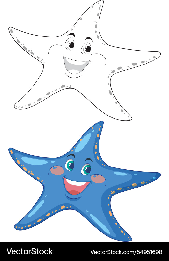 Two animated starfish with joyful expressions Vector Image