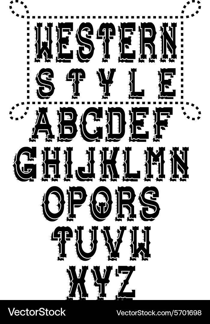 Vintage Western Alphabet Vector Image