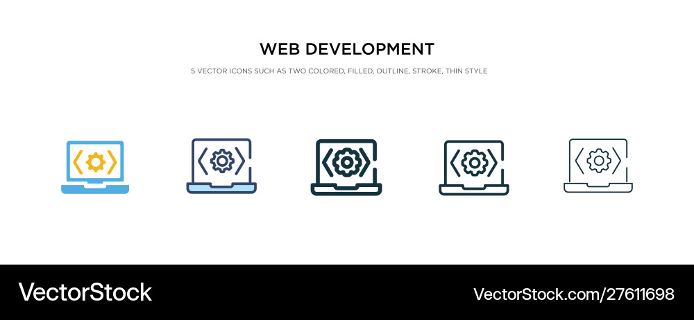 Web development icon in different style two Web development icon in different style two vector image