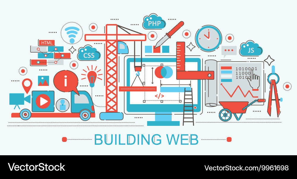 Website Development Progress Icons vector image