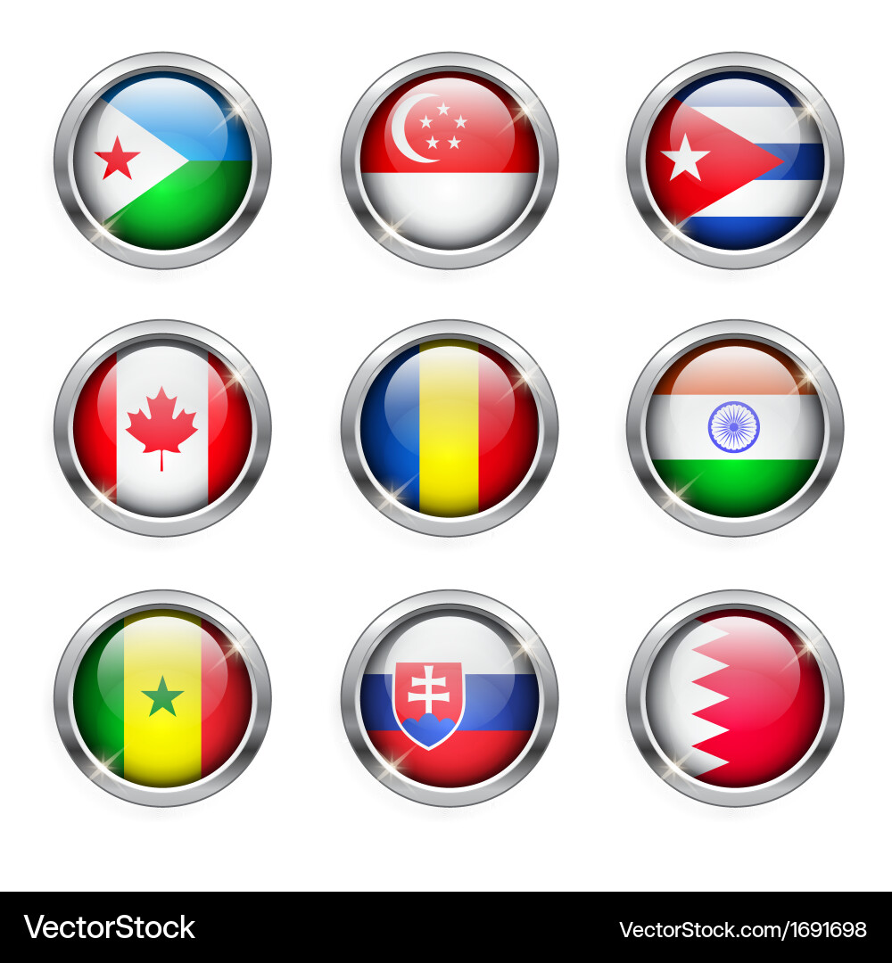 World flags round buttons Vector Image