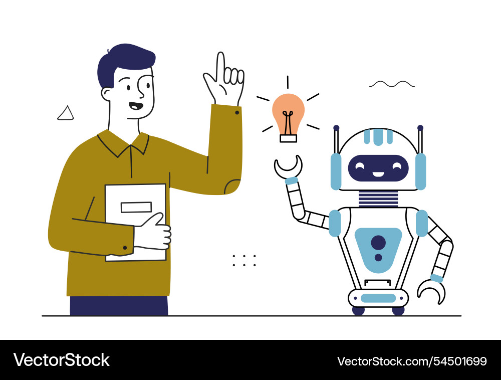 Artificial intelligence apps man brainstorming Artificial intelligence apps man brainstorming Vector Image