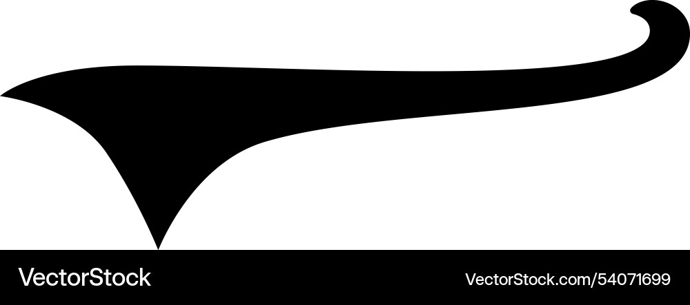 Black curved shape with a pointed tail Vector Image