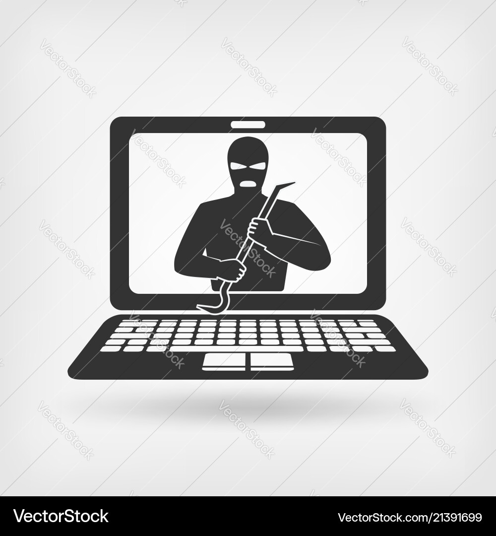 Burglar in mask with crowbar hacker concept Burglar in mask with crowbar hacker concept vector image