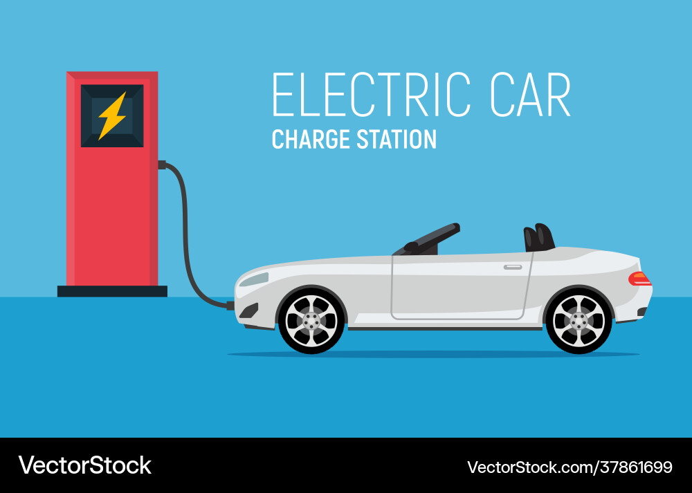 Car electric charge station vehicle eco Car electric charge station vehicle eco vector image