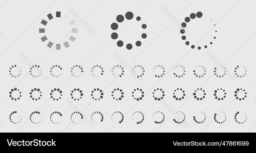 Circular loading buffering icons set Circular loading buffering icons set vector image