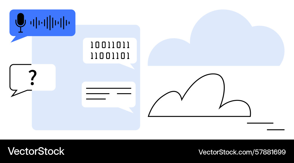 Cloud data exchange with voice recognition binary Cloud data exchange with voice recognition binary vector image