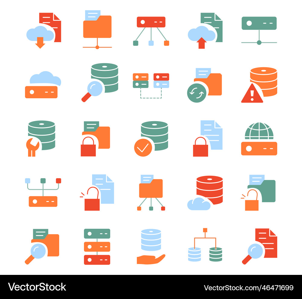 Database and data technology color Database and data technology color vector image