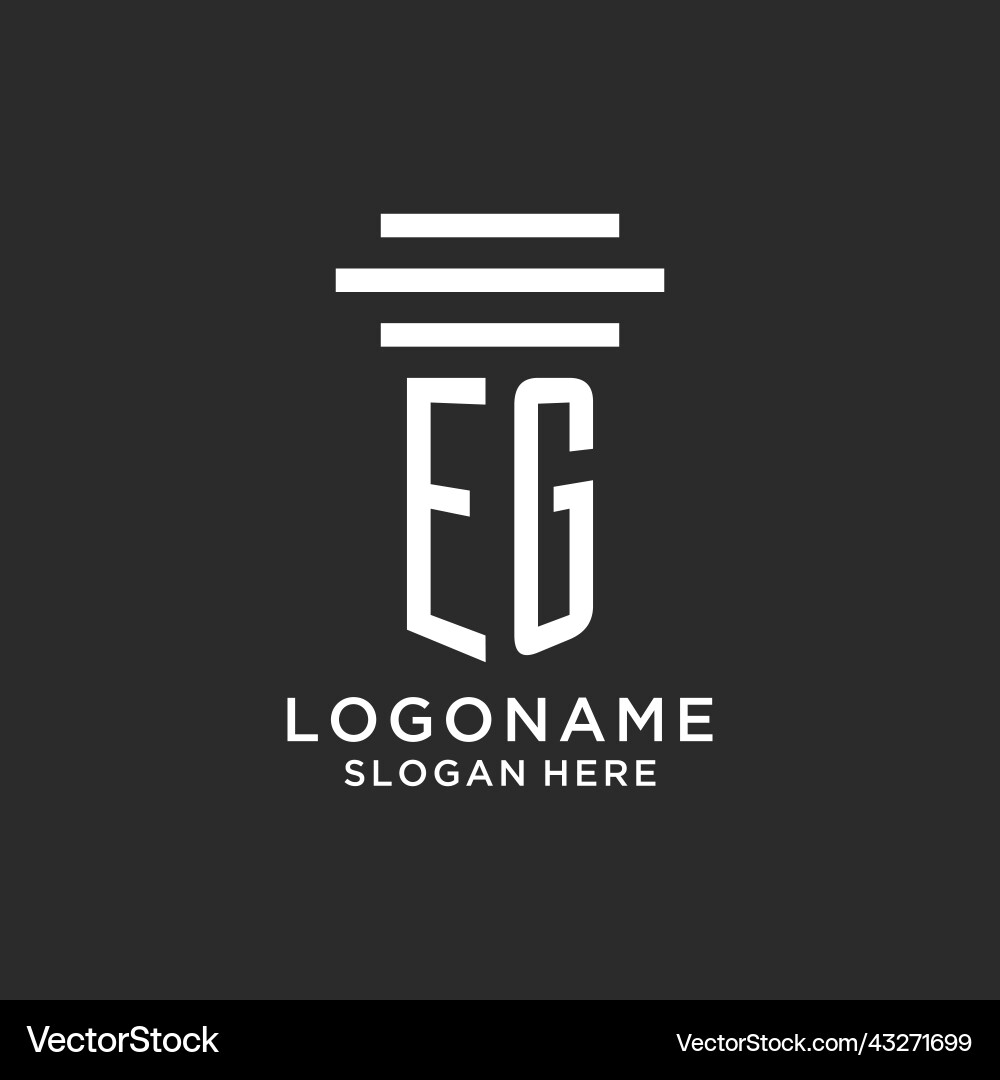 Eg initials with simple pillar logo design Eg initials with simple pillar logo design Vector Image