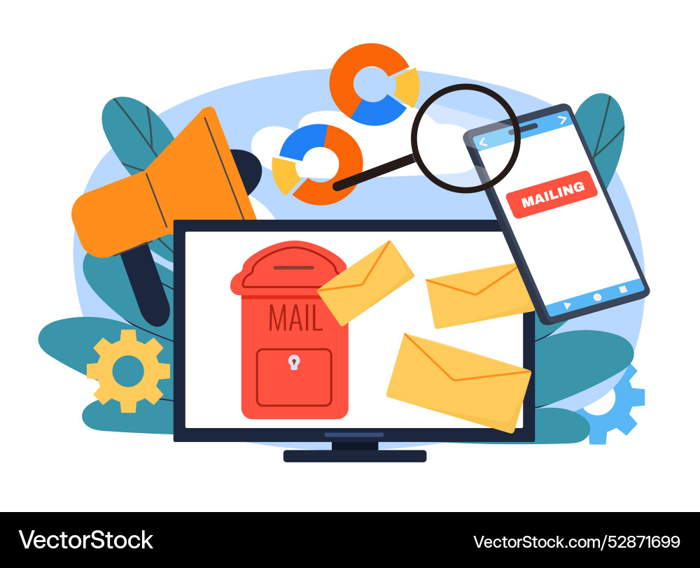 Email on computer electronic mail with messages vector image