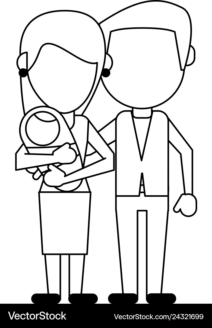 Familie avatar faceless Cartoon in schwarz und weiß Familie avatar faceless Cartoon in schwarz und weiß vektorbild