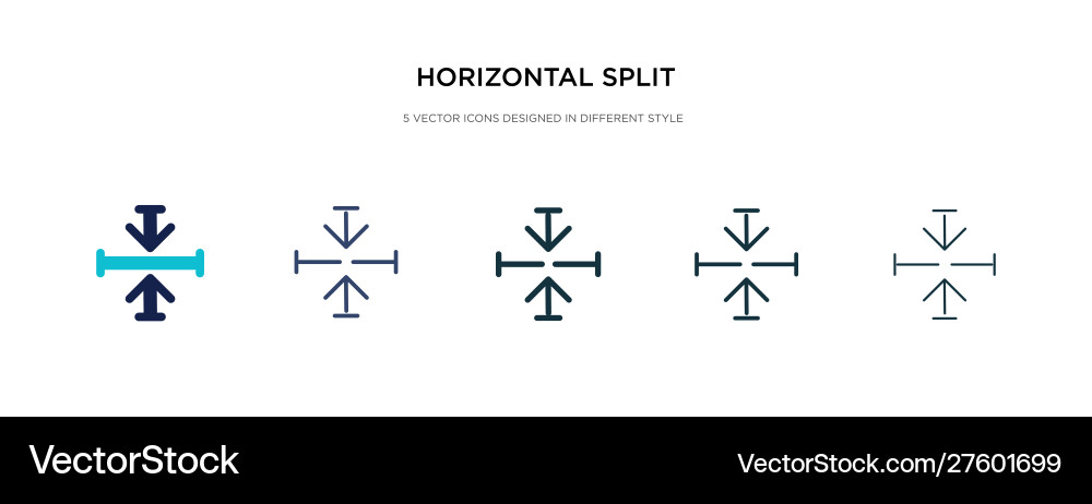 Horizontal split icon in different style two vector image