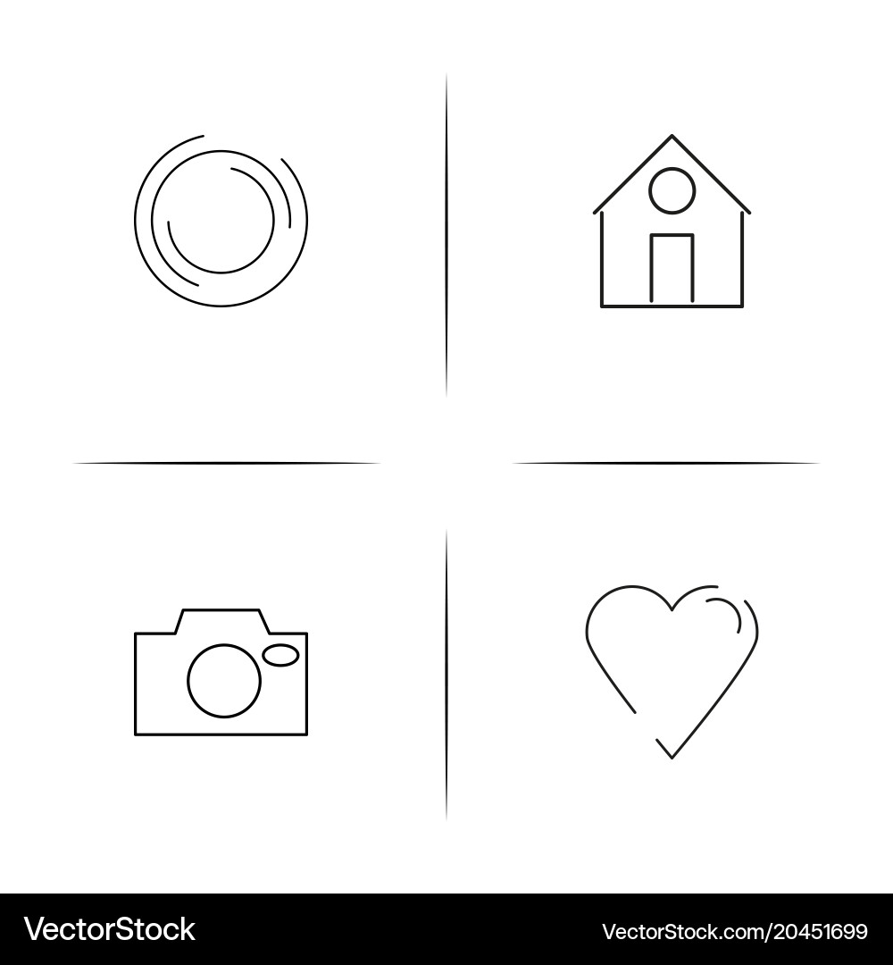 Interface simple linear icon setsimple outline vector image