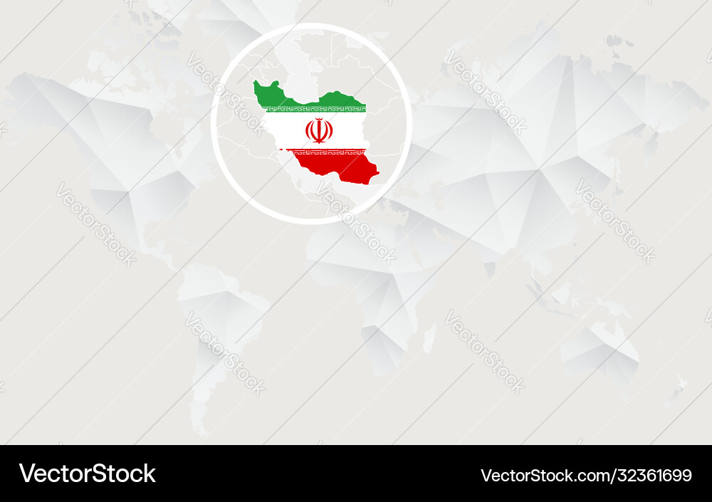 Iran map with flag in contour on white polygonal Iran map with flag in contour on white polygonal Vector Image